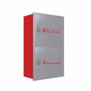 Recess Type Double Door Cabinet Front SS 304 Brush Finish (Fascia) with MS Red Powder Coated Back Box